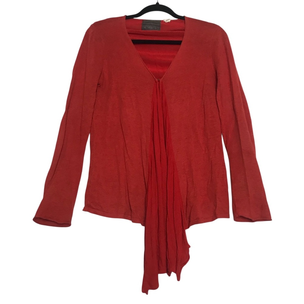 Anthropologie Guinevere Womens Fairy Linen Blend Draped Cardigan Small Red Boho
